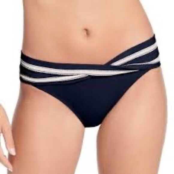 NWT Robin Piccone Abi Navy Twist Bikini Bottoms Sz S - Picture 2 of 9